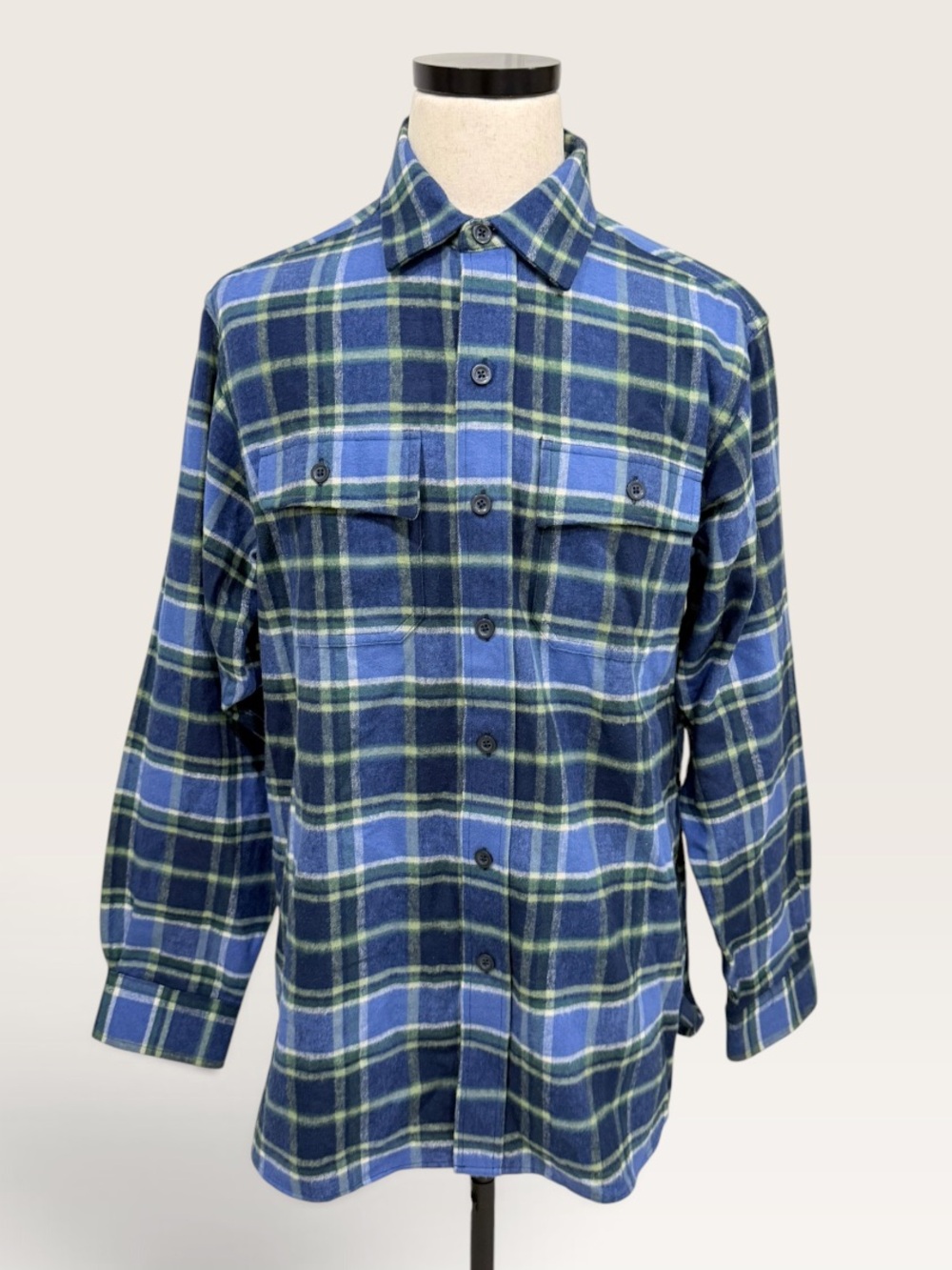 L.L.Bean Flannel Shirt Men's Chamois Traditional Fit Plaid Deep Blue NWT